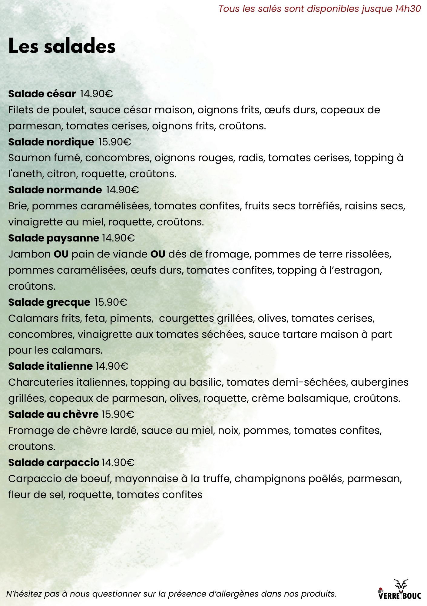 Menu - Sandwichs classiques