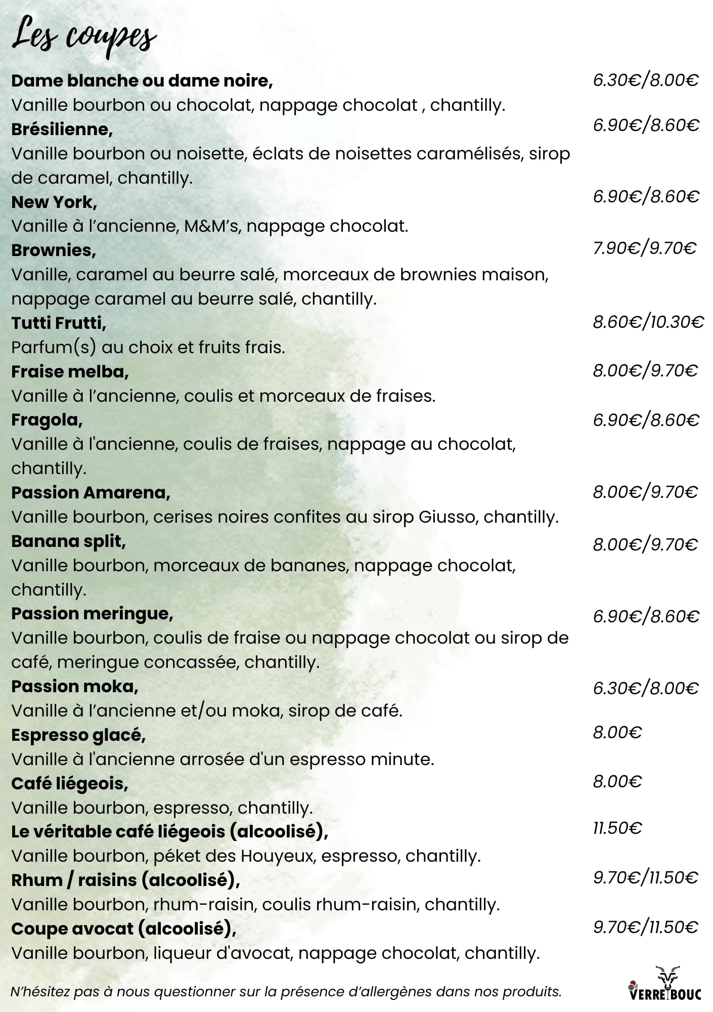 Menu - Sandwichs classiques