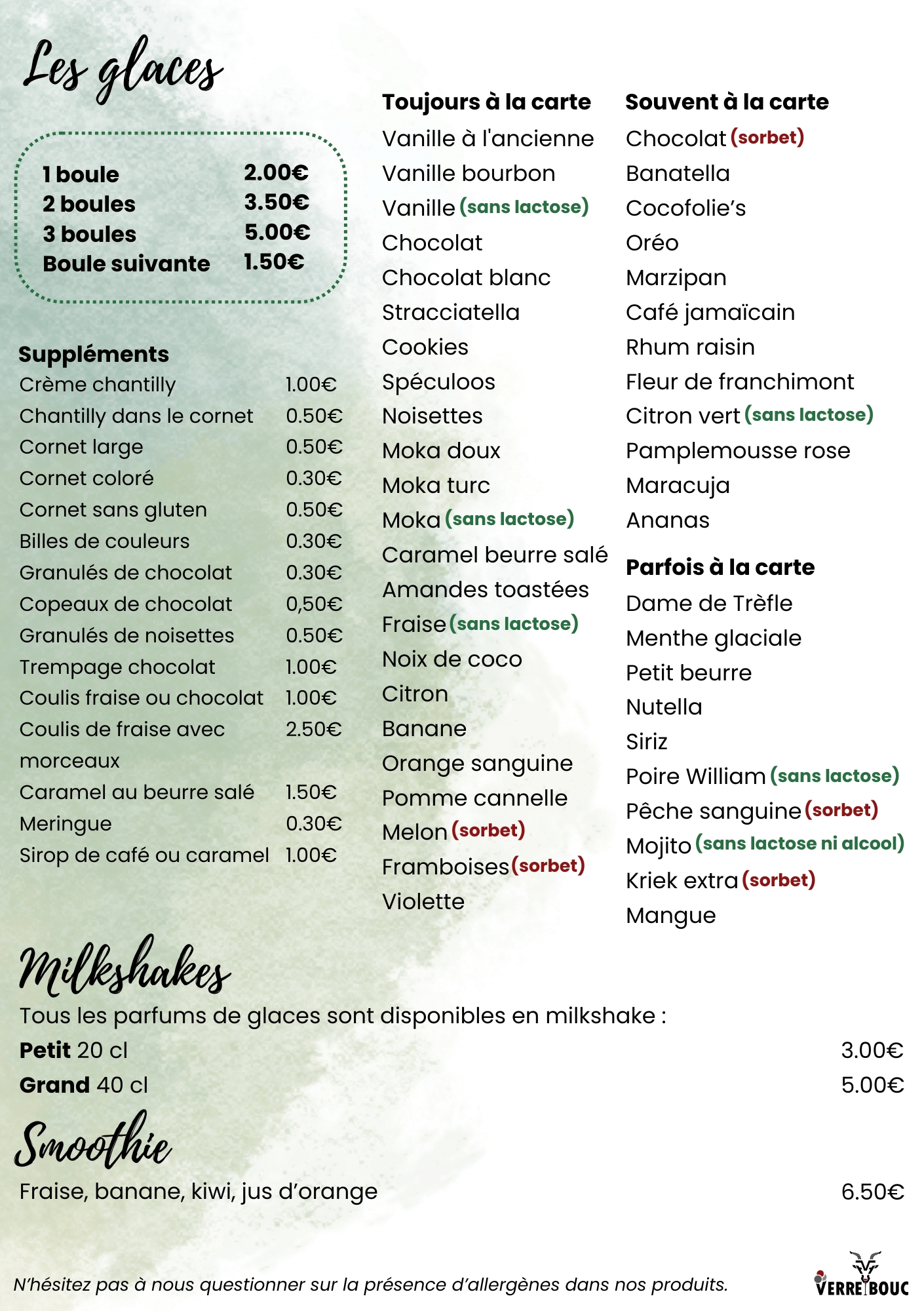 Menu - Sandwichs classiques